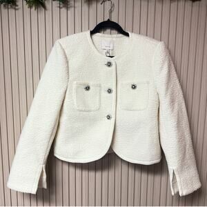 Cinq à Sept Women’s Junia Collarless Jacket Ivory Size 8